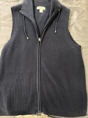 Christopher & Banks Navy Zip-Up Knit Vest